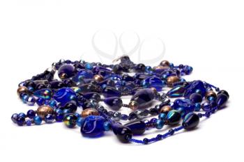 blue beads isolated on white background