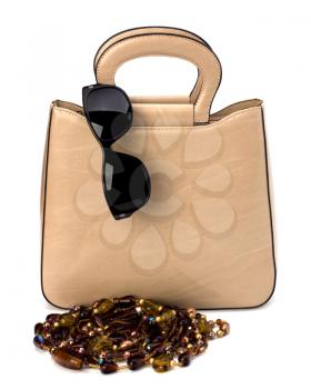Luxury female handbag isolated on white background