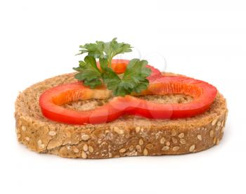 open healthy sandwich with vegetable  isolated on white background