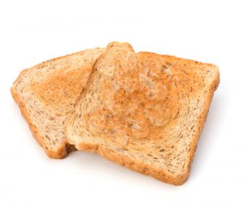 Crusty bread toast slice isolated on white background