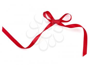 Beautiful red gift ribbon bow isolated on white background