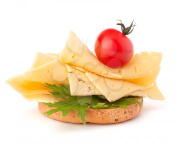 open healthy sandwich with cheese  isolated on white background