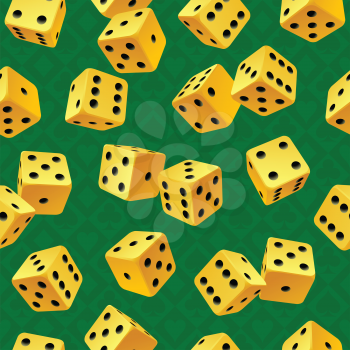 Royalty Free Clipart Image of a Seamless Yellow Dice Background