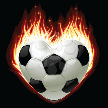 Royalty Free Clipart Image of a Flaming Soccer Ball