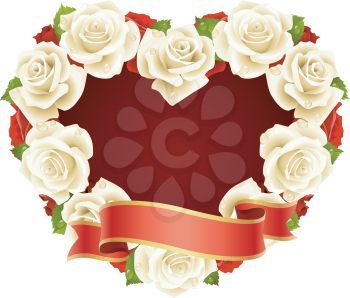 Royalty Free Clipart Image of a Rose Heart Frame