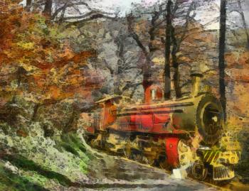 Royalty Free Photo of a Painting of a Steam Train