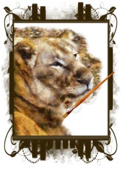 Royalty Free Photo of a Painting of a Lioness