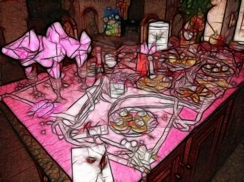 Royalty Free Photo of an Abstract Illustration of Smart Party Table Setting