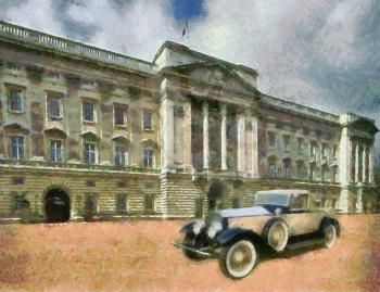 Royalty Free Photo of a Painting of a Rolls Royce Phantom II Henley Roadster