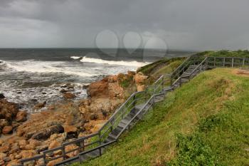 Picture of Wooden Steps in Storm over Sea