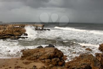 Picture of Stormy Sea Weather at Concrete Jetty