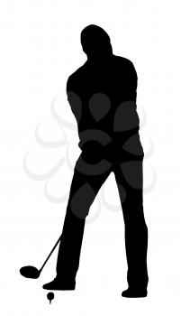Royalty Free Clipart Image of a Golfer at the Tee