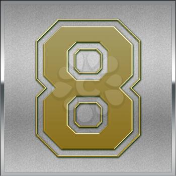 Gold on Silver Number 8 Position, Place Sign or Medal