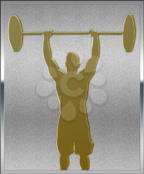 Gold on Silver Weightlifting Sport Emblem or Medal