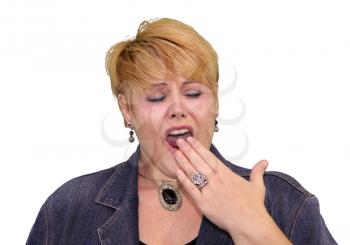 Mature Woman Body Language Expressions - Bored Open Mouth Yawning