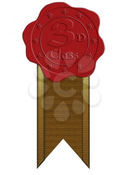 Third Class Red Wax Seal with Stars and Ribbon