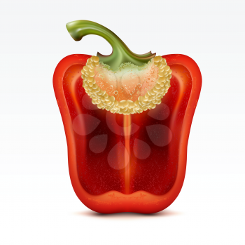 Royalty Free Clipart Image of a Half a Red Pepper
