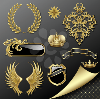 Royalty Free Clipart Image of a Set of Heraldic Elements