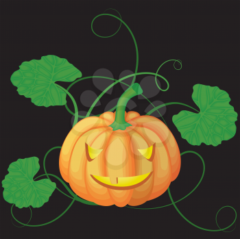 Royalty Free Clipart Image of a Halloween Background With a Pumpkin