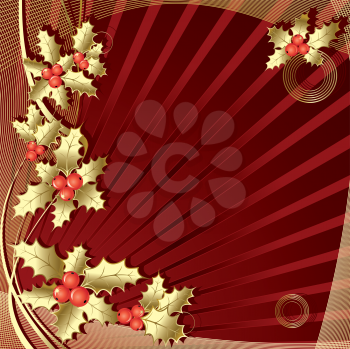 Royalty Free Clipart Image of a Christmas Background With Berries