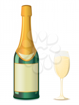 Royalty Free Clipart Image of Champagne and a Glass