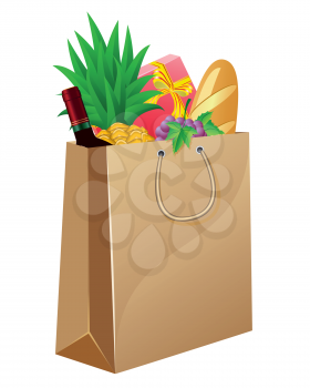 Royalty Free Clipart Image of a Shopping Bag of Groceries