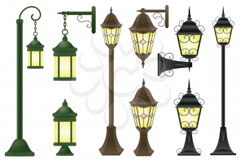 Royalty Free Clipart Image of a Set of Streetlights