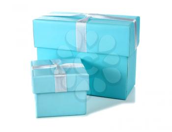 big and little blue box isolated on white background