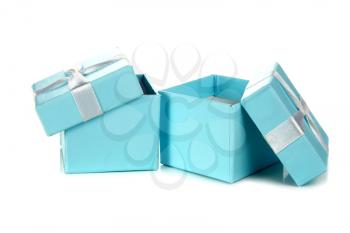 two open blue box isolated on white background