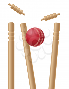 cricet wickets and ball vector illustration isolated on white background