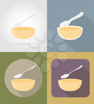 soup plate with spoon objects and equipment for the food vector illustration isolated on background