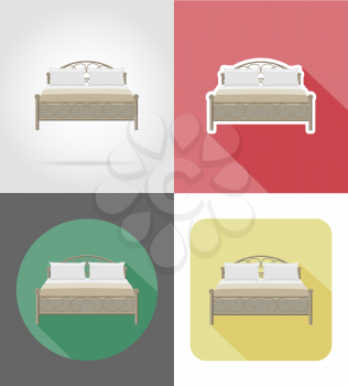 bed furniture set flat icons vector illustration isolated on white background
