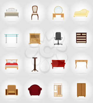 furniture set flat icons vector illustration isolated on white background