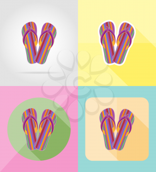 beach flip flops flat icons vector illustration isolated on background
