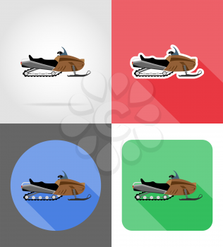 snowmobile for snow ride flat icons vector illustration isolated on background
