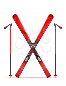 mountain ski and stick vector illustration isolated on white background