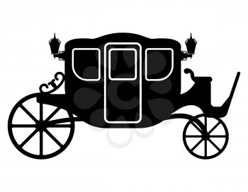 royal carriage for transportation of people black outline silhouette vector illustration isolated on white background
