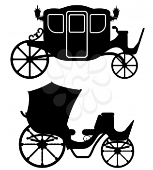 carriage for transportation of people black outline silhouette vector illustration isolated on white background