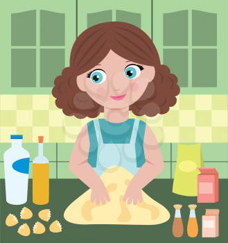 Royalty Free Clipart Image of a Woman Baking