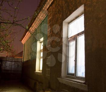 night photography. windows on the house