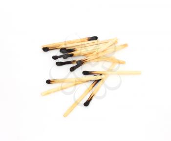 Burnt matches isolated on white 
