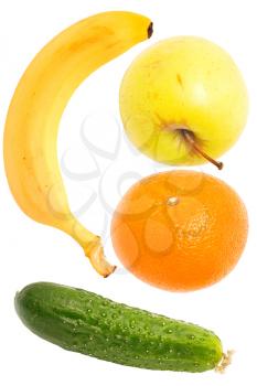 the apple; the banana; orange;the cucumber