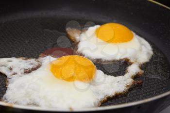 Eggs fried in a pan