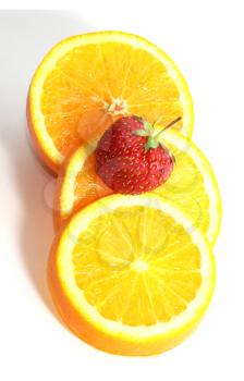 Strawberry on the circle of lemon