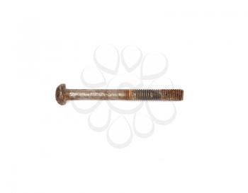 old rusty screw head, bolt isolated on white background 