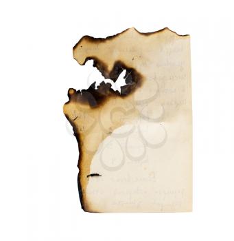 burnt paper on a white background