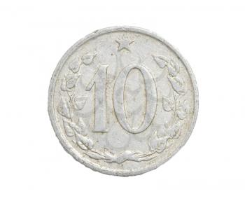 Czechoslovakia coins on a white background