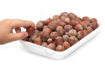 filbert nuts on a white background