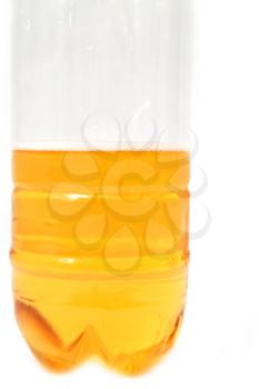 beer in a plastic bottle on a white background