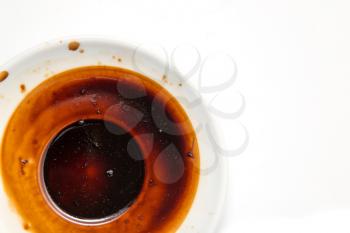 saucer with a dried coffee on a white background